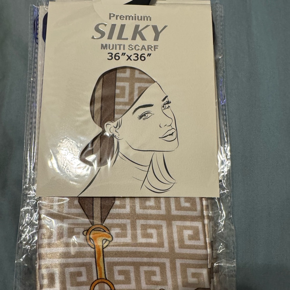 Premium Silky Multi Scarf - Brown and Gold